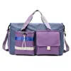 Nueva bolsa de fitness de color de contraste con doble bolsillo, bolsa de equipaje portátil con separación de húmedo y seco, bolsa de almacenamiento de gran capacidad para viajes, logotipo imprimible