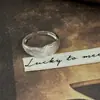 Anillo Minimalista Esmaltado Cepillado de Plata Esterlina S925 para Mujer, Anillo de Dedo Índice de Moda Único, Anillo de Diseño de Nicho al por Mayor