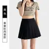 Saia Cáqui Plissada para Mulheres Primavera e Verão Estilo Preppy Petite Jk Saia Curta Elegante Cintura Alta Saia A-Line de Alfaiataria