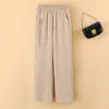 Calça da Mamãe Verão Fina Reta Feminina de Meia-Idade Secagem Rápida Calça de Seda Gelada Meia-Idade e Idosos Solta Casual Roupas de Verão