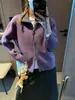 Cardigan Tricot Casual Slimming Mochie Estilo Coreano Cor Blocada Versátil Gola Lapela Zíper Duplo MQ1902