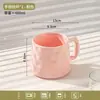 Caneca de Cerâmica com Esmalte Colorido e Padrão Vertical Fresco e Simples com Tampa Caneca de Café da Manhã Caneca de Café para Escritório Copo de Água