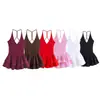 Atacado Fábrica de Roupas Femininas Transfronteiriça Novo Estilo 2026 Vestido Curto Sexy Costas Nuas com Decote Halter e Barra Decorada em Camadas