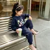 Conjunto para Niñas Estilo Primavera y Otoño Estampado de Dibujos Animados Sudadera con Capucha y Pantalones Deportivos Conjunto de Dos Piezas para Niños Pequeños y Niños Pequeños Ropa Casual Elegante Comercio Exterior