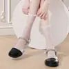 Calcetines de encaje con ribete blanco y negro, calcetines hasta la pantorrilla, estilo JK, calcetines de malla transparentes de verano, estilo ballet, calcetines cortos dulces hasta la mitad de la pantorrilla