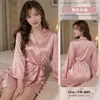 Pijama de Seda de Mariposa Hielo Seda Estilo Puro Deseo Japonés Color Sólido Camisón Ropa de Casa Sin Tirantes A007W