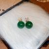 Aretes de Perlas Flor Mariposa Verde Aguja de Plata Aretes Pequeños Frescos de Alta Gama Moda de Verano Nuevos Aretes para Mujer