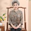 Novas Roupas de Primavera e Verão para Idosos Camisa Feminina de Sete Pontos para 60 anos Estilo Chinês Camisa de Verão de Vovó para Senhora Idosa