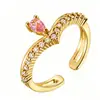 Anillo Mariposa Abierto Ajustable de Circonia Venta Caliente Europea y Americana Anillo de Dedo Flor Dulce Lindo para Mujer Chapado en Cobre Oro Real 18K