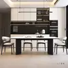 Lujo Ligero Minimalista Italiano Apartamento Pequeño Rectangular Hogar Estilo Retro Pizarra Combinación de Mesa y Sillas de Comedor Mesa de Comedor de Madera Maciza