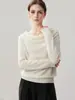 Cuello de solapa estilo francés, 35% cachemira, 65% lana, nueva colección otoño/invierno, prenda básica asimétrica de un solo hombro y manga larga, estilo dulce
