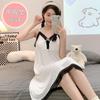 Camisola feminina 2024 Verão modal doce estilo princesa alça com bojo removível alça fina comprimento médio camisola roupa de casa