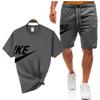 Traje deportivo informal de verano para hombre, con cuello redondo y manga corta, camiseta de algodón y manga corta, disponible en stock.