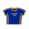 2026 Verano Patrón Bandera Nacional Femenina Bordado Ajuste Delgado Manga Corta Camiseta de la Copa del Mundo para Mujer Camiseta para Mujer Transfronteriza Amazon