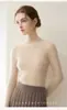Suéter de punto 100% cachemir de primera línea listo para usar, cuello semi-alto, acanalado, top otoño/invierno, tejido, para mujer, color liso, elegante, simple, jersey