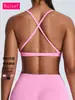 Novo Top de Yoga Costas Lisas Beleza Feminino com Alças Cruzadas Secagem Rápida Ajustado Roupa Íntima Esportiva Peça Externa