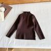 Valle del Viento 2024 Otoño e Invierno Nueva Ropa Infantil Estilo Coreano Cuello Alto Medio Camiseta Básica Color Sólido Suéter Versátil para Niños y Niñas