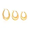 Hebilla de Oreja Exagerada de Venta Caliente Transfronteriza Pendientes Ovalados Retro Franceses INS Sentido Avanzado Pendiente de Oreja de Lujo Ligero Hebilla de Oreja de Acero Inoxidable