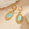 Aretes de flor azul, esmalte de gota de aceite, acero inoxidable chapado en oro, retro, modernos, versátiles, nuevos aretes para mujer, marca independiente
