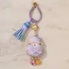 Pingente de Fivela de Argola com Borla de Cabaça de Brocado Song Estilo Chinês, Chaveiro Dourado com Areia Conserva Cor, Acessório Charme para Bolsa