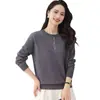 Top de punto casual de moda coreana para otoño/invierno 2026, reductor de edad, cuello redondo, talla grande, suéter versátil