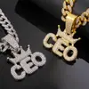 Popular Cadena de Oro Grande Hip-Hop Transfronteriza Europea y Americana Cadena Cubana con Colgante de Letra Diamante Ceo Collar Joyería de Moda y Genial para Hombre