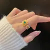 Novo Estilo Filigold Pérola Ruyi Anel Vazado Dourado Antigo Inlaid Cobre Dourado Banhado Anel de Luxo Leve Antigo