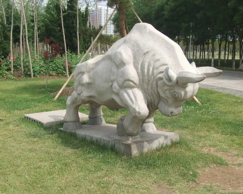 石雕花岗岩动物牛雕塑