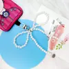 Nova Bolsa Chaveiro Pingente de Carro Capa de Celular Corrente Pendente Universal Pingente de Contas de Arroz de Cristal Laço