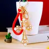 Llavero de Cruz de Perlas con Cuerda Trenzada para Coche, Colgante con Anilla de Metal para Hombres y Mujeres, Regalo Creativo Transfronterizo
