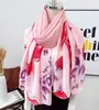 Bufanda Nueva de Seda Simulada, Bufanda Larga de Brocado, Moda Primavera y Otoño, Versátil Chal de Protección Solar de Verano, Turbante