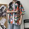 Camisa Floral de Manga Corta Retro Ulzzang Estilo Hong Kong para Hombre Estilo Harajuku Holgada Ins Camisa Ropa de Protección Solar para Pareja de Playa Moderna