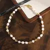 Colar de Pérolas de Água Doce, Corrente para Suéter de Luxo Leve de Nicho, Colar de Joias de Pérolas de Luxo Leve de Alta Qualidade, Design de Nicho