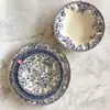 Plato Británico Original de Comercio Exterior Jbs Azul y Blanco de Cerámica con Color Bajo Esmalte Estilo Occidental para Filete, Plato de Cena, Tazón de Postre para Uso Doméstico
