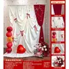 Estilo Coreano Tela de Fondo con Lazo Rojo Set de Decoración para la Habitación de Bodas de la Novia Cortina de Fondo para Fotografía Telón de Fondo de Pared