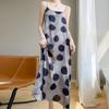 Vestido de verano adelgazante, reductor de edad, de punto de lunares, holgado, fino, informal, que cubre la carne, sexy, largo.