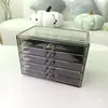 Caja de Almacenamiento de Joyería de Acrílico Gris Translúcido para Escritorio de Cinco Cajones Tipo Cajón Caja de Almacenamiento para Anillos Pendientes Caja para Accesorios de Uñas