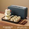 Lujo Ligero Gama Alta Oficina Semi-Automático Preparación de Té Horno Ru Retro Qingshan Kung Fu Juego de Té Hogar Estilo Chino Taza de Té