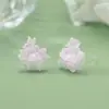 Brincos de Resina Flor de Lótus com Glitter Degradê e Textura Esculpida Tridimensional, Transparentes, Multicoloridos, Delicados, Versáteis, Pequenos e Adequados para o Uso Diário