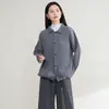 Chaqueta plisada estilo Miyake para Otoño e Invierno, Gama Alta, Lujo Discreto, Moda Casual, de un solo pecho, multibotones, solapa, cárdigan con cordón