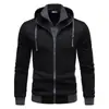 Cardigan Suéter Masculino Casual da Moda 2 em 1 Slim Fit Color Block com Capuz para Comércio Exterior 2024