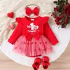 Macacão Vestido Baoshina Outono Europeu e Americano Novo Estilo Fofo e Doce Manga Longa para Bebês e Meninas Pequenas
