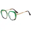 Nuevas Monturas Metálicas para Gafas Marco Geométrico Gafas Ópticas Bloqueo de Color Lente Plana Marco Grande Montura para Gafas M5257