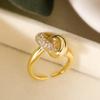 Aogu Lujo Accesible Europeo y Americano Anillo de Alta Gama Nicho Exquisito Cobre Chapado en Oro de 18K Zircón Geométrico Anillo Abierto Nuevo