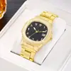 Popular Transfronterizo Oro y Plata Gama Alta Negocios Árabe Literal Calendario Real Correa de Acero Reloj para Hombre Venta Directa de Fábrica