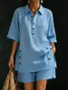 Conjunto de Dos Piezas de Camisa de Manga Corta y Pantalones Sueltos para Mujer, Nuevo de Comercio Exterior Transfronterizo de Amazon, Más Vendido para Otoño e Invierno 2026