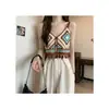 Chica Tailandesa Caliente Crochet Tejido Hueco Camisola Verano Mujer Sexy Ropa Exterior Top Corto Sin Mangas Cárdigan