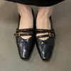 Versión de piel de oveja~Zapatos Mary Jane artísticos, retro y cómodos para mujer, zapatos de cuero con tachuelas a la moda, elegantes planos de tacón grueso para ir al trabajo