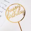Cartão acrílico de bolo de aniversário vestido dourado cartão HB acrílico mesa de panificação layout rosa