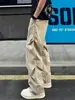 Pantalones Casuales de Trabajo Plisados de Marca Trendy Americana para Hombre Nuevos Rectos de Exterior Tipo Paracaidista de Secado Rápido Sueltos Casuales para Hombre